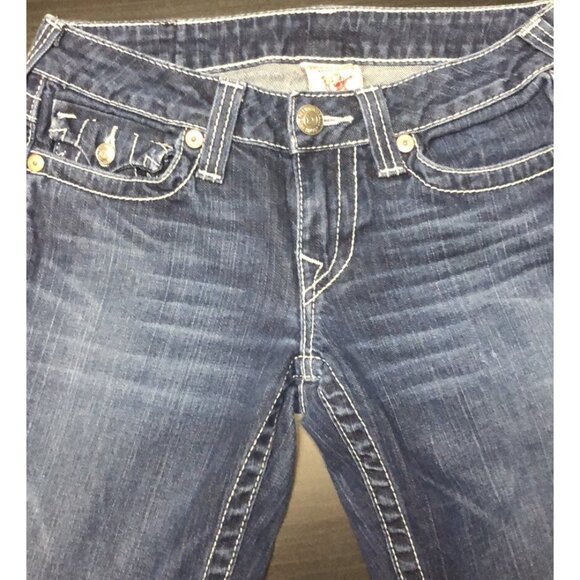 True Religion Woman 27x31 World Tour Billy Dark Wash Low Rise Straight Skinny - Picture 4 of 7